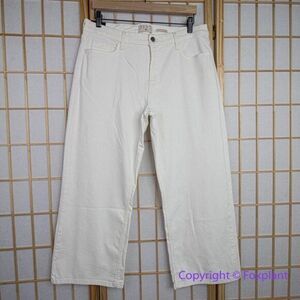 Jen7 by 7 For All Mankind Cropped Wide Leg‎ Jeans in off white, women size 14